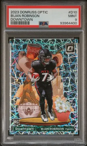 Bijan Robinson Downtown Rookie 2023 Panini Donruss Optic PSA 9 Case Hit front